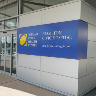 Hospital wall logo of Brampton Civic Hospital