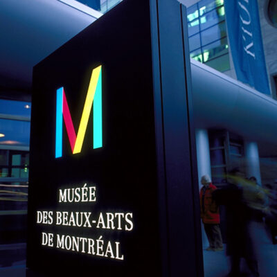 Sign with lights of Musee de Beaux Arts de Montreal