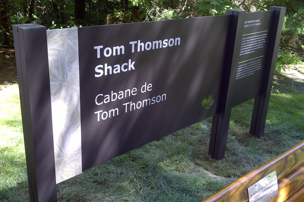 Lawn sign of Tom Thomson Shack